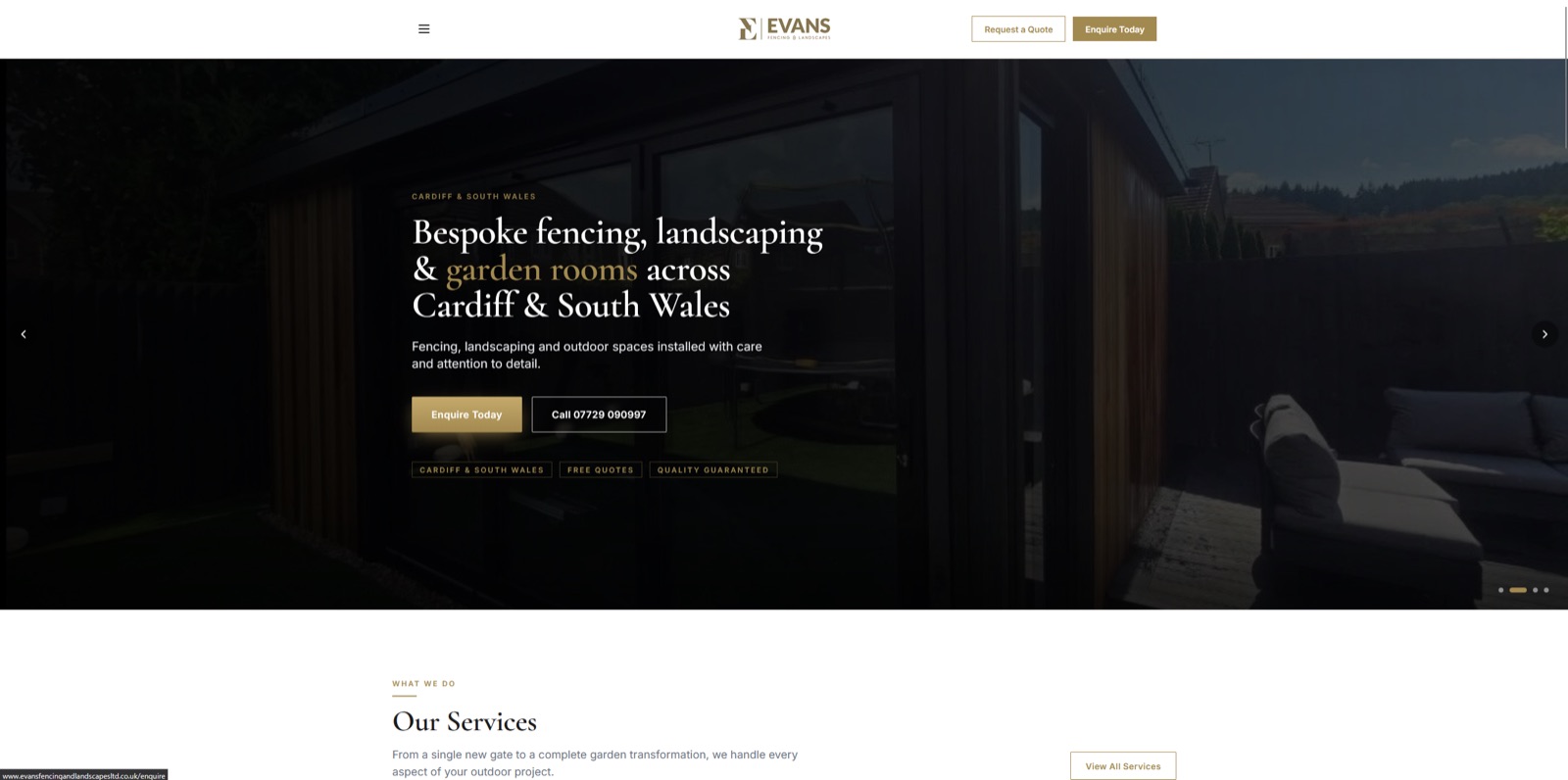 The Evans Fencing & Landscapes homepage